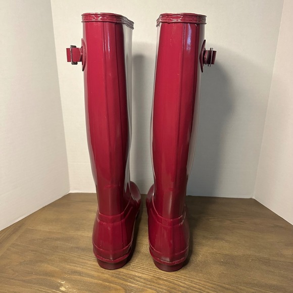 Hunter Original Tall Gloss Waterproof Rubber Rain Boots Plum Purple Women US 9 - Picture 5 of 9